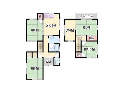 姫新線 余部駅 徒歩34分 2階建 築38年(5DK)の間取り写真