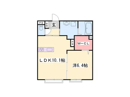 オークヴィラ(1LDK/1階)の間取り写真