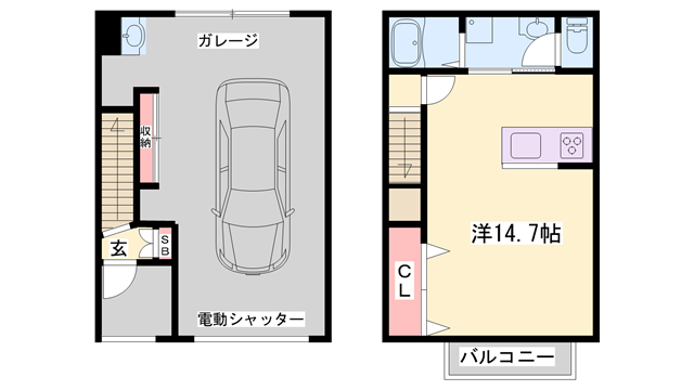 ガレージロタス安田(ワンルーム/2階)の間取り写真