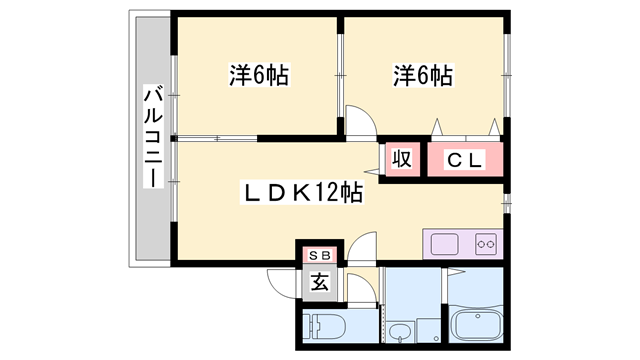 フルーレ(2LDK/1階)の間取り写真