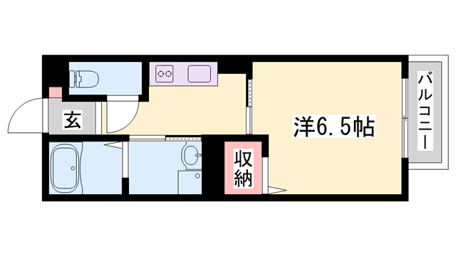 リトリート飾磨(1K/2階)の間取り写真