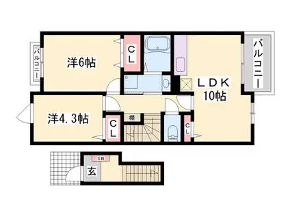 エターナル プロスペリティⅡ(2LDK/2階)の間取り写真