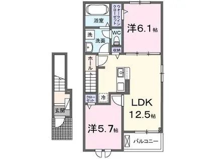 ヒカルサ稲美天満Ⅰ(2LDK/2階)の間取り写真