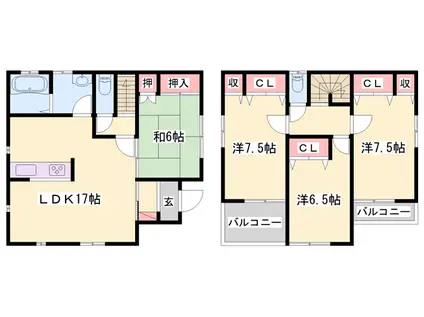 山陽本線 東加古川駅 徒歩10分 2階建 築14年(4LDK)の間取り写真