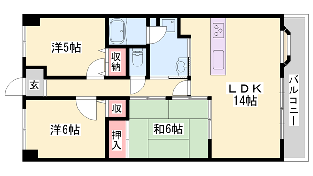 グレーシィ姫路白浜の宮(3LDK/9階)の間取り写真