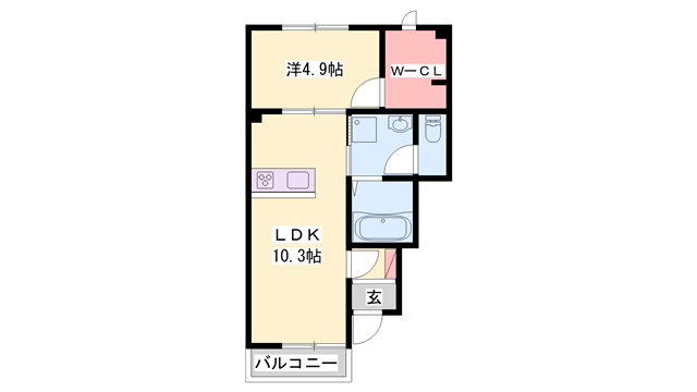 THE CITY山吹Ⅱ(1LDK/1階)の間取り写真