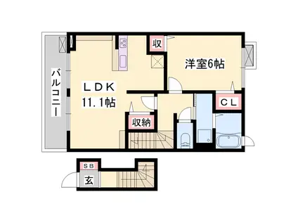 アバンツァート玉手Ⅱ(1LDK/2階)の間取り写真
