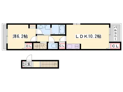 フロレゾンⅡ(1LDK/2階)の間取り写真