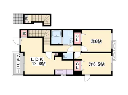 パッソ神田1(2LDK/2階)の間取り写真