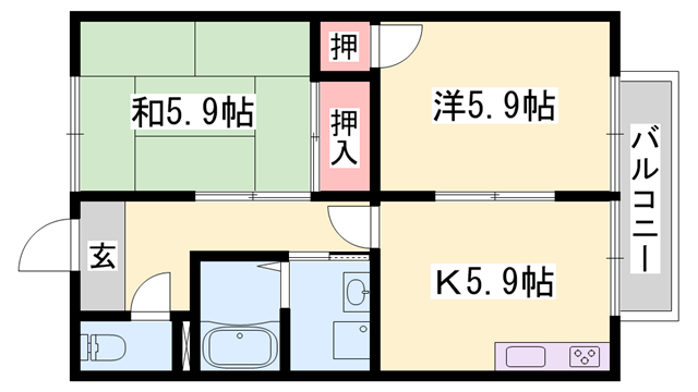 フレグランス白浜(2K/2階)の間取り写真