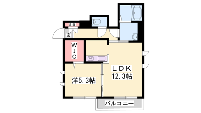 シャーメゾン城西(1LDK/1階)の間取り写真