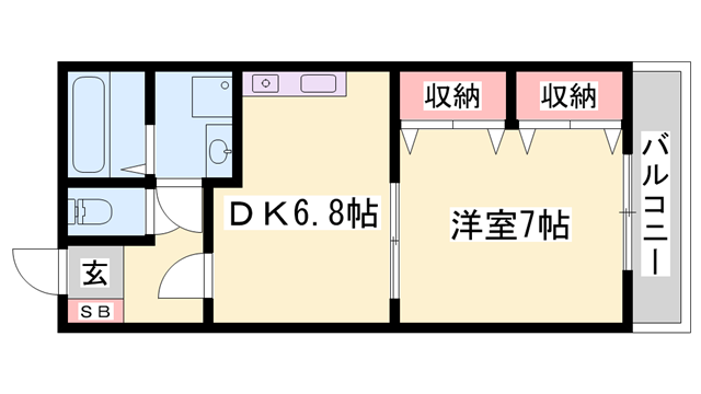 エステート英賀(1DK/2階)の間取り写真