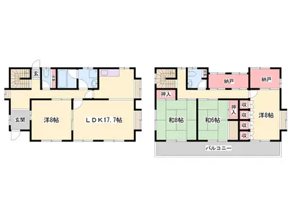 山陽本線 東加古川駅 徒歩9分 2階建 築42年(4LDK)の間取り写真