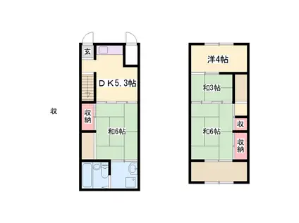 池田アパート 南西棟西(5DK/1階)の間取り写真