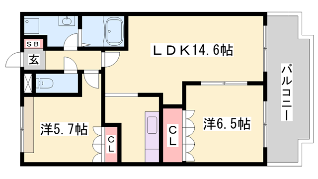 パークアヴェニュー(2LDK/2階)の間取り写真