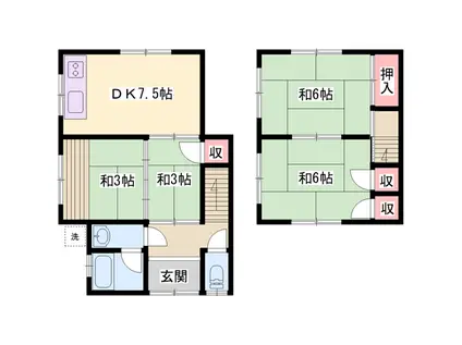 山陽電気鉄道網干線 平松駅 徒歩13分 2階建 築38年(4DK)の間取り写真