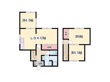 姫新線 播磨高岡駅 徒歩29分 2階建 築45年(3LDK)の間取り写真