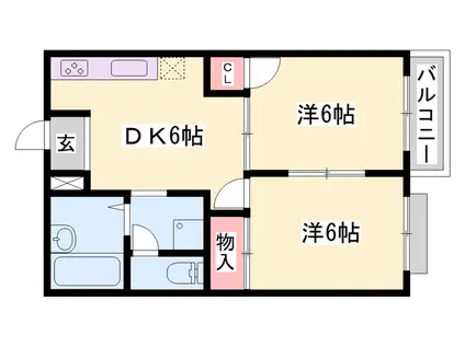 エスポワール住吉(2DK/1階)の間取り写真
