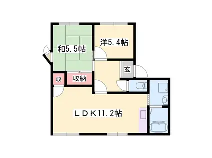 フレグランス粟津(2LDK/2階)の間取り写真