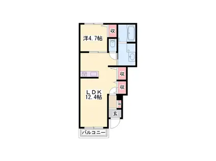 ウィステリア(1LDK/1階)の間取り写真