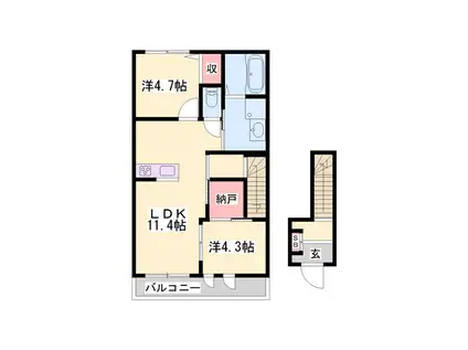 ウィステリア(2LDK/2階)の間取り写真