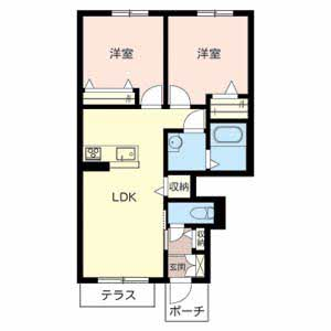 ドルチェ・ヴィータ(2LDK/1階)の間取り写真