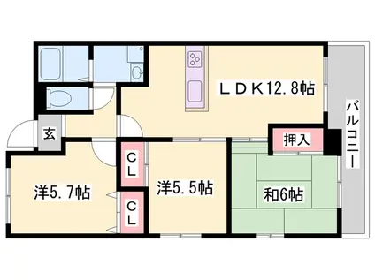 フローリッシュ1(3LDK/3階)の間取り写真