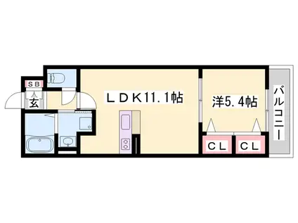 MISTRAL東姫路駅前(1LDK/3階)の間取り写真