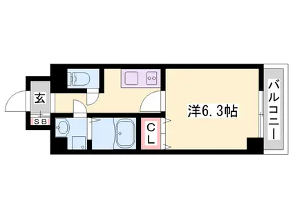 MISTRAL姫路駅前Ⅳ(1K/4階)の間取り写真