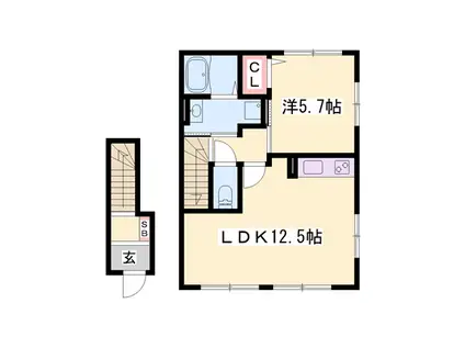 メゾン・ド・FⅡ(1LDK/2階)の間取り写真