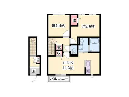 LETOIT(2LDK/2階)の間取り写真