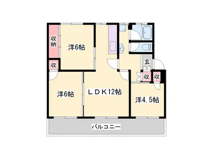 ヴィラナリー加東Ⅲ1号棟(3LDK/4階)の間取り写真