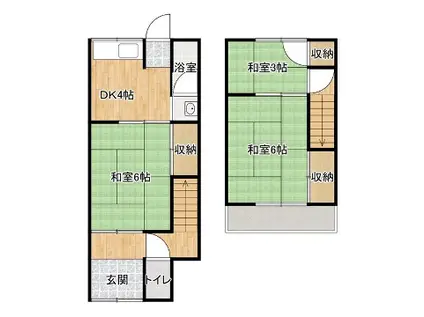 播但線 野里駅 徒歩20分 2階建 築61年(3DK)の間取り写真