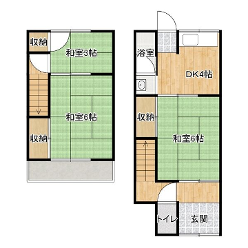 播但線 野里駅 徒歩20分 2階建 築61年(3DK)の間取り写真