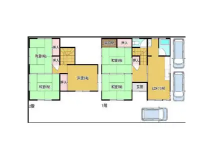 姫新線 余部駅 バス乗車時間：11分 大村バス停で下車 徒歩31分 2階建 築35年(5LDK)の間取り写真
