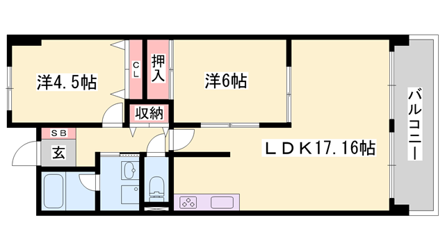 テルツォ南新在家(2LDK/5階)の間取り写真