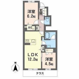 ル ボヌール(2LDK/1階)の間取り写真