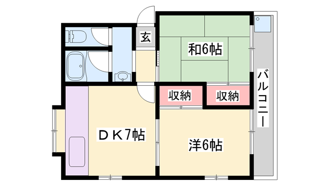 サンフラッツ2(2DK/2階)の間取り写真