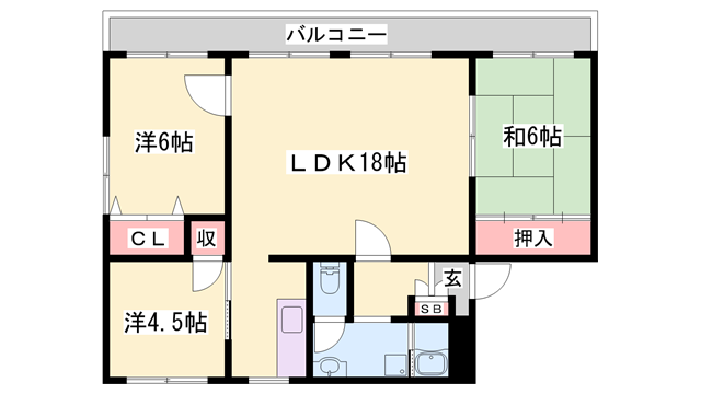 アルテハイム姫路(3LDK/2階)の間取り写真