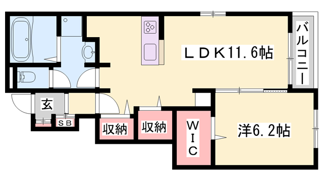 ラ グラン ヴィーダ 赤穂Ⅱ(1LDK/1階)の間取り写真