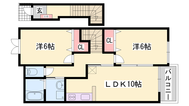 フレッサプラード(2LDK/2階)の間取り写真