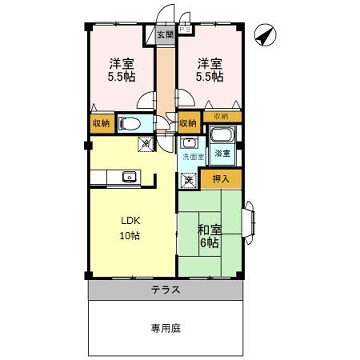 グランディール大幸(3LDK/1階)の間取り写真