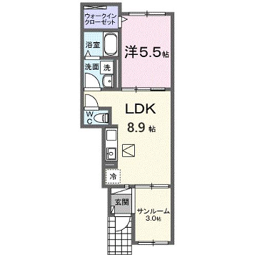 モンレーヴみのり(1LDK/1階)の間取り写真