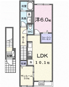 モンレーヴみのり(1LDK/2階)の間取り写真