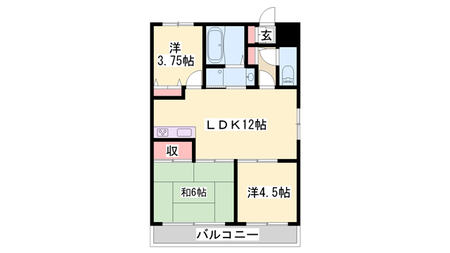 グランディール(3LDK/3階)の間取り写真