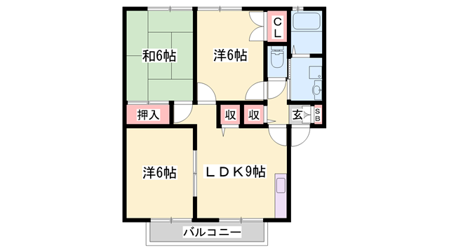 サニーコート岡崎(3LDK/1階)の間取り写真