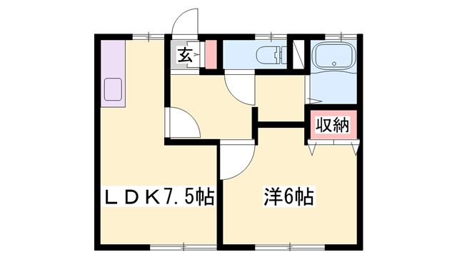 長田ハイツ(1LDK/1階)の間取り写真