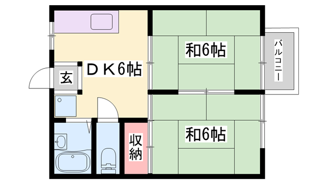 さつきハイツ(2DK/1階)の間取り写真