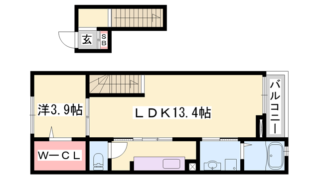 グランアウローラⅧ(1LDK/4階)の間取り写真