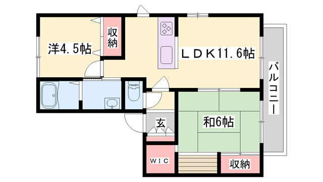 ハイツ熊見2 B棟(2LDK/2階)の間取り写真